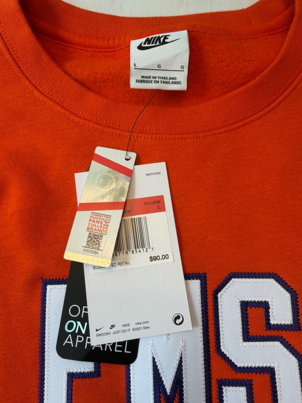 Nike Mens’s Clemson Fleece Club Crewneck Sweatshirt - Picture 2 of 3